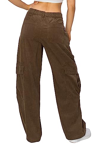 Cali1850 Women’s Parachute Cargo Pants – Low Rise Baggy Fit Wide Leg Multi Pockets Casual Streetwear Trousers3