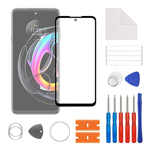 SwarKing 【Nuevo】 Pantalla de cristal frontal de cristal exterior de repuesto compatible con Moto Edge 20 Lite con kit de reparación