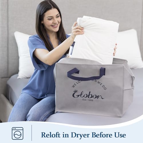 Image of Globon Summer Down Comforter /Blanket King Size, Lightweight Duvet Insert for Hot Sleepers, Noiseless & Extra Soft Shell, 18OZ, 750 Fill Power, with Ties, Solid White