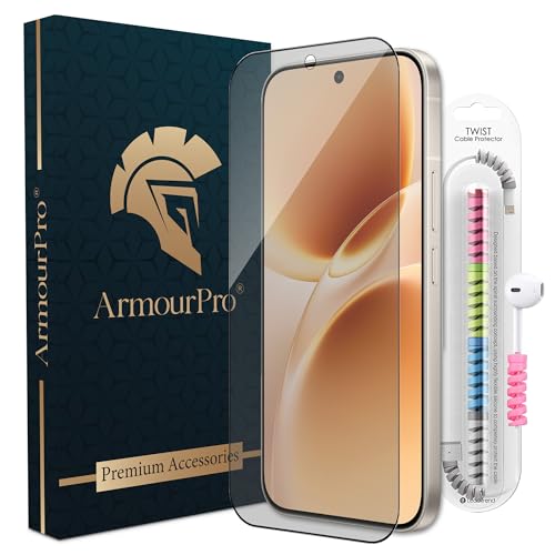 Image of ArmourPro Anti Glare Matte Tempered Glass for Vivo V70, Anti Fingerprint Screen Protector, 9H Scratch Resistant, Smooth Touch, Easy Installation Kit with Cable Protector