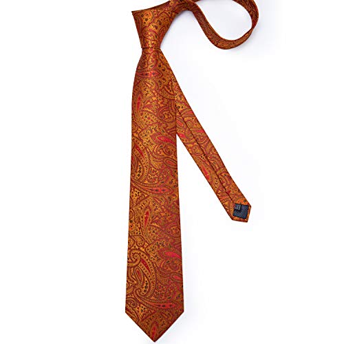 Image of DiBanGu Extra Long Tie for Men 63 inch XL Silk Necktie Set | Pocket Square and Cufflinks, Big and Tall, Jacquard Woven, Gift Box, Paisley /Plaid /Solid /Striped, for Weddinng Party Business