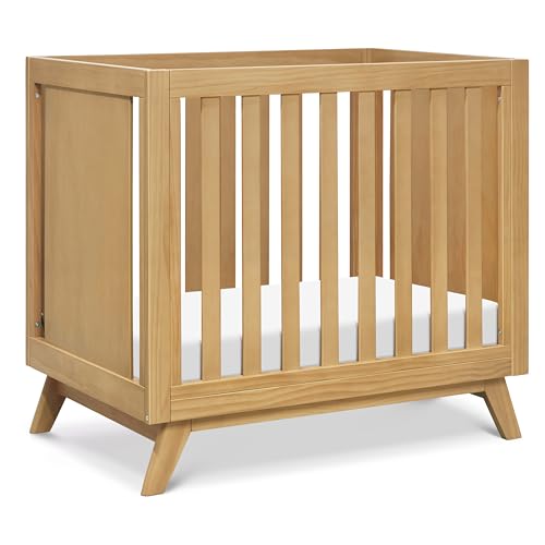 Image of Davinci Otto 3-in-1 Mini Baby Crib with 4 Inch Mattress Included - GREENGUARD Gold Certified - Baby Crib Convertible to Toddler Bed & Daybed - 4 Adjustable Heights - Easy to Assemble - Honey