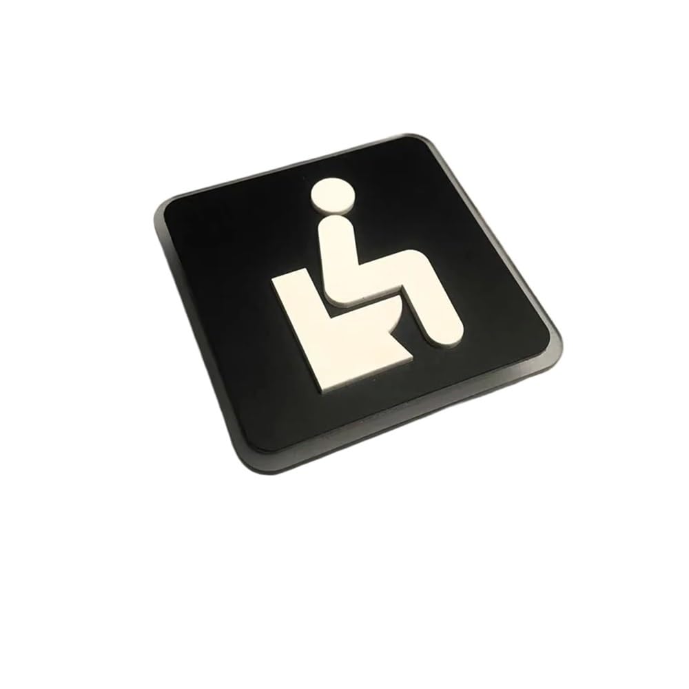 Plaque de toilette noire en acrylique pour porte de salle de bain modèle D