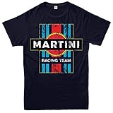 lancia martini racing suit Maschinenwaschbar Martini Retro Racing T-Shirt Lancia Abarth Team McQueen T-Shirt Vintage Tee Top Gr. M, navy