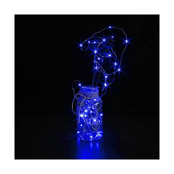 CYLAPEX 12 Stück blaue Lichterkette, batteriebetrieben, sternenklare Lichterkette auf 1 m silberfarbenem Kupferdraht DIY… – Bild 3