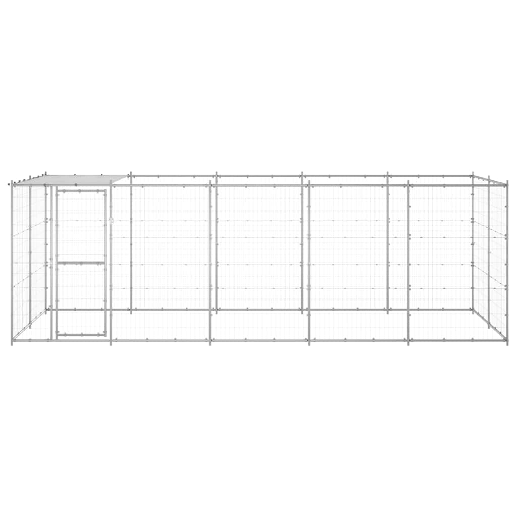 Perrera para perros de acero galvanizado con toldo y puerta, 12,1 m², resistente a la intemperie, para perros, cachorros, camping, jardín, terraza, protección y seguridad