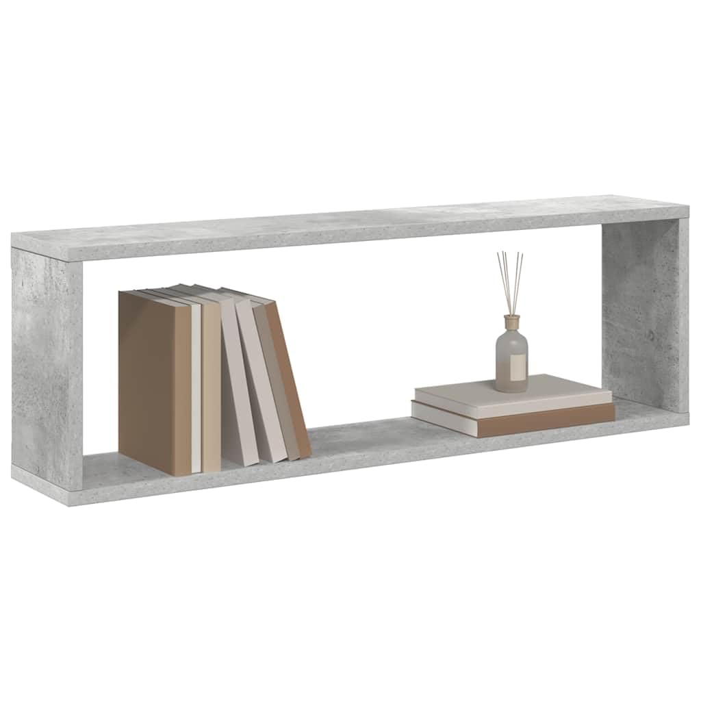 Générique Wandwürfel, 2 Stück, grau, Beton, Holz, Würfel-Design für Bücher, CDs, Blumen, separate oder gemeinsame Montage, einfache und elegante Wanddekoration