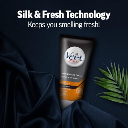 Image of Veet Hair Removal Cream for Men, Normal Skin - 50g | No Risk of Cuts | Dermatologically Tested | Leaves Skin Hydrated For Up to 24Hrs | Works in just 3 mins