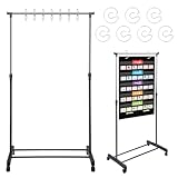 AshKiz Pocket Chart Stand Rolling Adjustable 35.75 to 63 Inch with 7 Rings Stainless Steel for Classroom Educational Tools Black