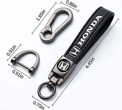 Image of Leather car Keychain Set for Honda Accord Civic Fit CRV Pilot EX CR-V EX-L men and women family present keychain key ring lanyard accessories (black)