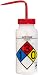 Bel-Art Safety-Labeled 4-Color Acetone Wide-Mouth Wash Bottles; 500ml (16oz), Polyethylene w/Red Polypropylene Cap (Pack of 4) (F11716-0001)