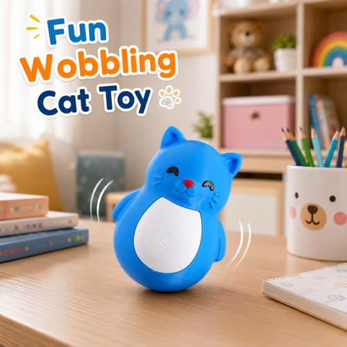 Image of Penguin Roly-Poly Toy, Wobble and Tumble Stress Relief Fidget, Fun Desk Toy for Kids and Adults (Blue CAT)
