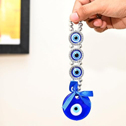 Image of ZAICUS Evil Eye Nazar Battu Hanging Ornament for Home Protection | 3-Circle Amulet for Office Entrance | Shields Against Negative Energy