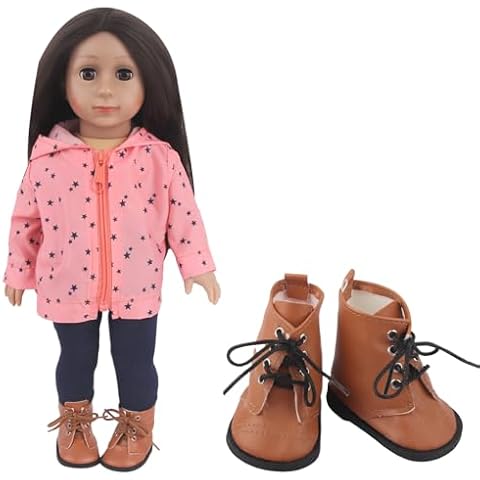 MSYO High Top Leather Boots for 18 Inch Dolls, Lace-Up Design, Available in 6 Colors, Stylish PU Leather Doll Shoes for Fashion Girl and Boy Dolls, Gifts for Grandson and Granddaughter Cover