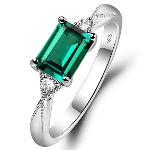 LuoJewelry LUO 925 Sterling Silver Emerald Cut 0.87 CT Created ...