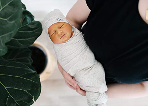 Image of Copper Pearl Baby Beanie Hat Top Knot Stretchy Soft Oat