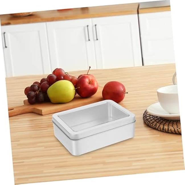BESTOYARD 4pcs Rectangular Tin Boxes with Window Lid Small Metal Storage Containers for Candy Biscuit and Sewing Tools Sturdy Tinplate with User-Friendly Opening
