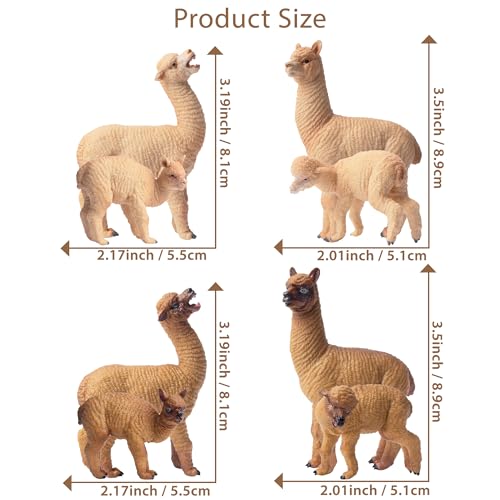 image for Toymany 8PCS Realistic Alpaca Figurines Llama Figures - Plastic Forest