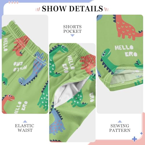 ZZXXB Hello Dino Boys Long Pants Soft Trousers Elastic Waist Kids Lounge Bottoms with Pockets S-XL4