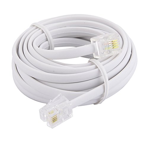 Uxcell Telephone Male to Male RJ11 Plug Adapter Cable, 10 Foot Long for Landline Telephone, White