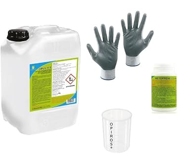 Opiros Promo Box Cipex 10E lt.5 Insetticida Liquido Anti Zanzare Mosche Insetti Volanti + Metoprene 0,5 Da 10 Compresse Effervescenti Anti Zanzare + Misurino Ml.100 + Guanti