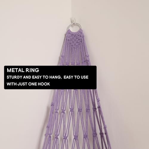 Image of Amdermi Upgrade Stuffed Animal Hammock Corner or Wall Hanging Net for Stuffy Animal Storage Macrame Toy Display Over Door Toy Holder Kid Bedroom Decor Playroom Organizer (Purple)