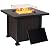 Outsunny 34 Inch Outdoor Propane Gas Fire Pit Table, 50,000 BTU Auto-Ignition Square Wicker-Effect Gas Firepit with Glass Wind Guard, Lid, Lava Rocks, Steel Base, CSA Certification, Black