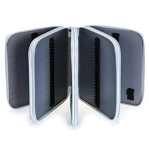 Btsky®Colored Pencil Case Holder- Big Capacity Deluxe Pu Leather Pencil Organizer Holds 160 Pencils With Handle Strap For School College Office Watercolor Pencils Organization(White Marble) #TOP6