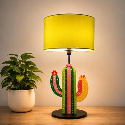 Image of THE GRANDEUR Cactus Artistic Table Lamp with Fabric Shade, 41 cm