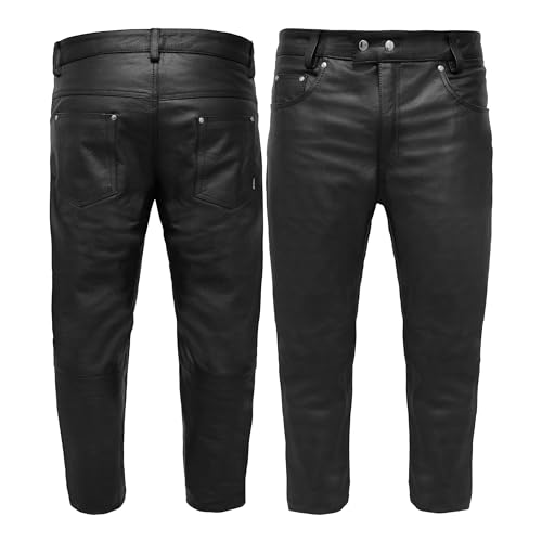 Touch&Torn Leather Motorcycle Pants for Mens Leather Black Brown Pants with 5 Pockets