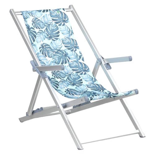 Totò Piccinni SDRAIO SALENTO in alluminio pieghevole con 4 posizioni con tela per mare spiaggia piscina giardino (1, Savana Verde)