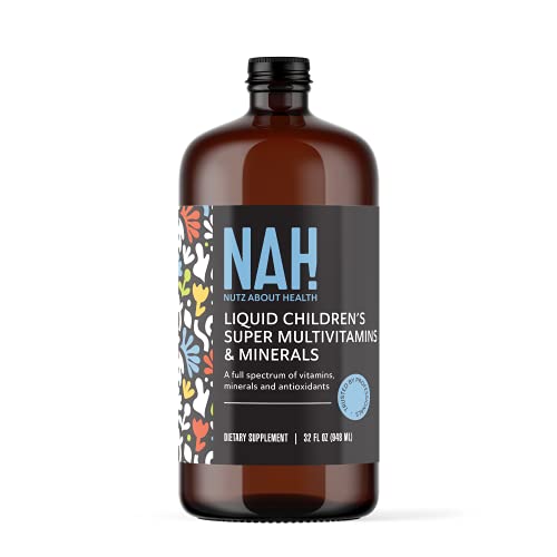 NAH! Liquid Children's Super Multivitamins & Minerals Dietary Supplement, 32 fl oz - Made in USA, Immune Support, Healthy Heart
