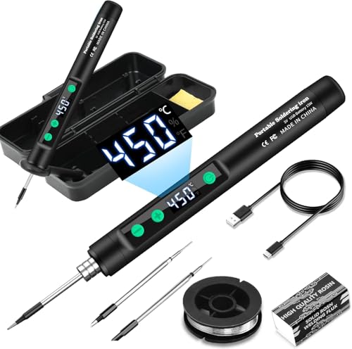 Image of Diymore Cordless Soldering Iron Kit,Soldering Iron 8S Fast Heating 392-842℉,Auto Sleep,3 Precision Soldering Tips Type C interface wireless temperature adjustment Portable Soldering Irons with Stand