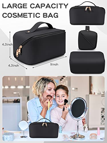 Makeup-Organiser-Make-Up-Bag-PU-Leather-Travel-Makeup-Bag-Large-Cosmetic-Bags-for-Women-Girls-Black-Makeup-Bags-with-Compartments