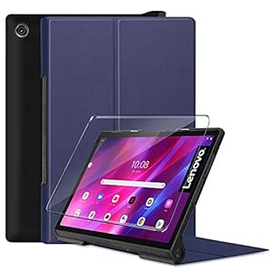 HYMY Hülle für Lenovo Yoga Tab 11 + 1 Pcs Schutzfolie Glass für Lenovo Yoga Tab 11″ hülle – Flip Case Cover Schutzhülle Schutzfolie Lenovo Yoga Tab 11 Glass-Navy
