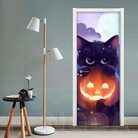 Custom 3D Door Mural Jack-O-Lantern Stickers Cover