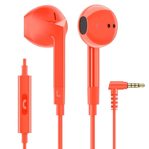 Ludos FEROX Auriculares In Ear con Cable y Microfono, 5 Años de Garantía, Auricular con Jack, Cascos Musica con Graves Potentes, para iPhone, iPad, Samsung, Xiaomi, Gaming, Móvil, MP3   Coral