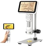 LM115 LCDデジタルコイン顕微鏡 大人と子供向け 5インチ 手持ちコイン拡大鏡 スクリーン付き 手ブレ防止 12MP ポータブル顕微鏡カメラ LEDライト8個付き PCビュー メタルスタンド 1080Pビデオ