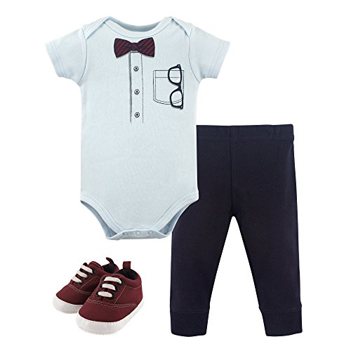 Image of Little Treasure Unisex Baby Cotton Bodysuit, Pant and Shoe Set