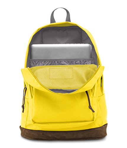 JanSport Right Pack Backpack - Durable Daypack with Padded 15' Laptop Sleeve, Spacious Main Compartment & Integrated Water Bottle Pocket - Yellow Card