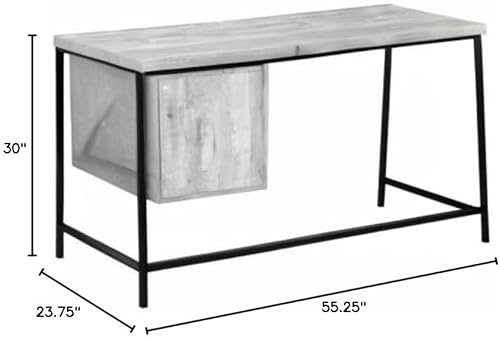 Miniatura 8 de Monarch Specialties Escritorio industrial para computadora con 3 cajones, marco de metal, mesa de estudio rectangular para laptop, 55 pulgadas de