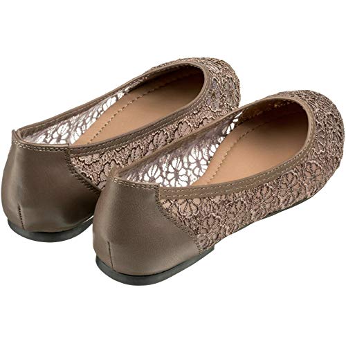 CLOVERLAY Women's Ballet Shoe Floral Breathable Crochet Lace Ballet Flats4