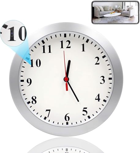 YMBZY WiFi Spy Camera Wall Clock, 1080P WiFi Security Hidden Camera Wall Clock Nanny Cam with Motion Detection Alarm/Remote View, Indoor Covert Security Camera