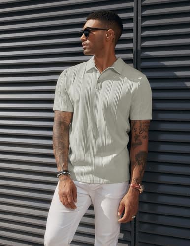 Image of PJ PAUL JONES Mens Polo Shirts Short Sleeve Textured Knit Polos