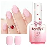 Beetles Barely Pink Gel Polish - 15ml/0.51 Fl Oz Large Capacity, Light Pink Gel Nail Polish for Spring Valentines Nails, Pastel Nail Art Salon Long Lasting Soak Off UV LED Nails Lamp Gifts for Her