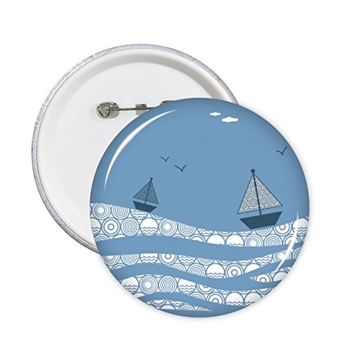 Broches rondes paysage mer et bateau pour personnaliser un sac ou une veste