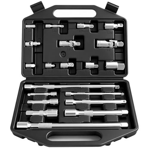 HORUSDY 20-Piece Socket Extension Bar Set, 1/4', 3/8' and 1/2' Drive Socket Extension Set, Universal...