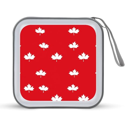 Canada Maple Flag CD Case Portable DVD Holder Storage Organizer for Home Travel