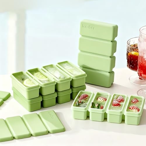 Molde de silicona para hielo 4 cavidades con tapa verde miniatura 1