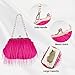 FeelfunFeather Women Clutch Purses,Fluffy Feather Evening Handbags for Wedding Party Banquet Prom Crossbody Bag with Detachable Chain(Hot Pink)